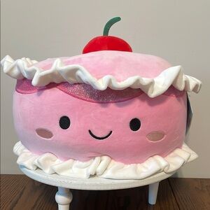 Pink Cake Plush with Cherry Topper